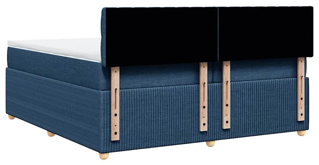 Cama com molas/colchão 200x200 cm tecido azul