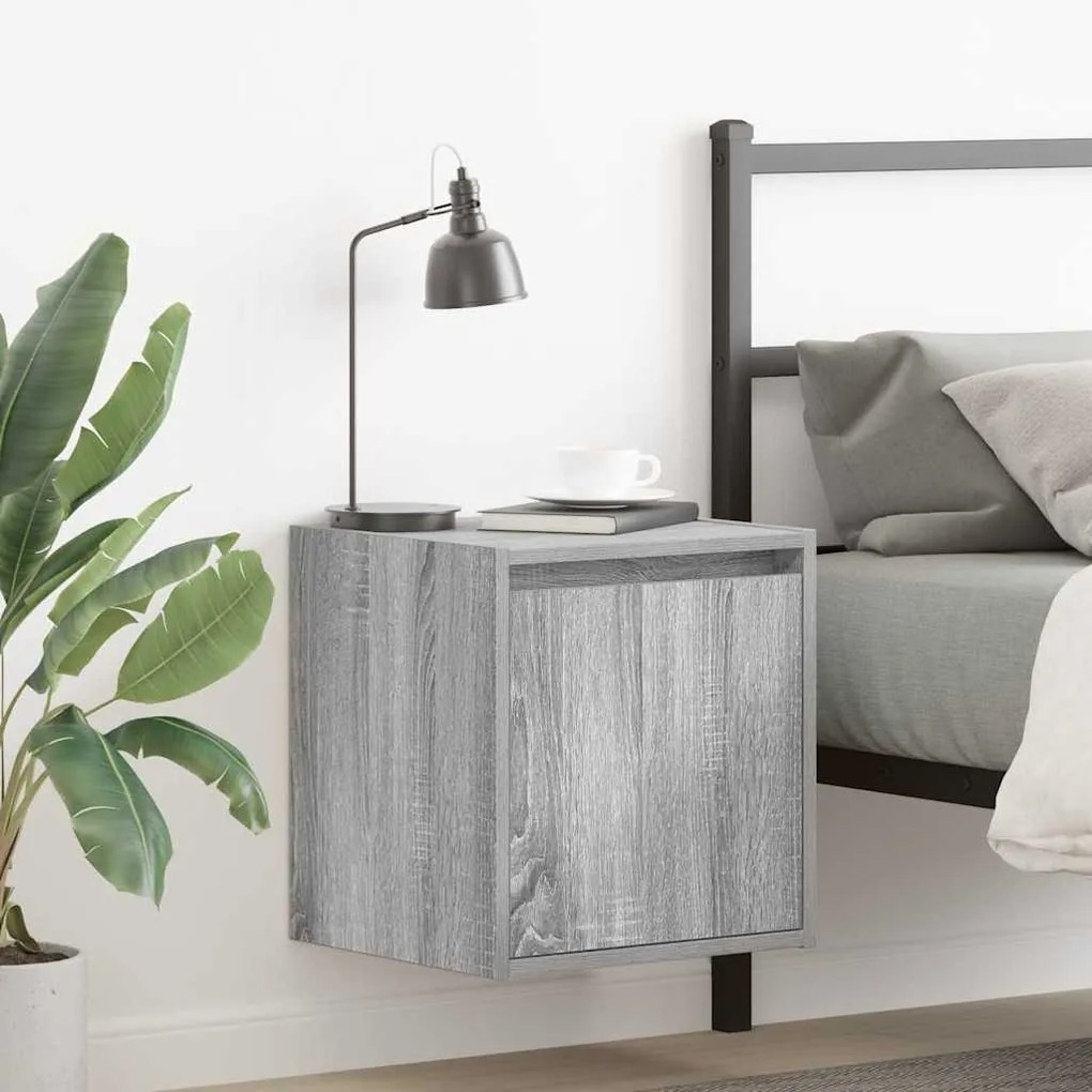 vidaXL Mesa de cabeceira de parede 38x34x40 cm cinzento sonoma