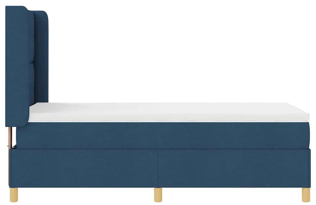 Cama Box com Colchão e LED Azul 90x200 cm Tecido