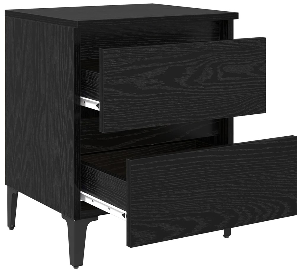 Mesas de Cama 2 pcs Carvalho Preto 40x35x50 cm Madeira Engenharia