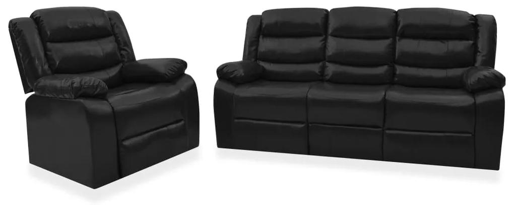 3055331 vidaXL 2 pcs conjunto de sofás reclináveis couro artificial preto