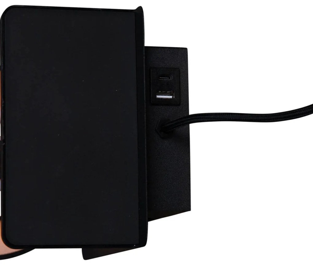 Candeeiro de Parede Moderno Branco com USB-C e Carregador por Indução - Comfort