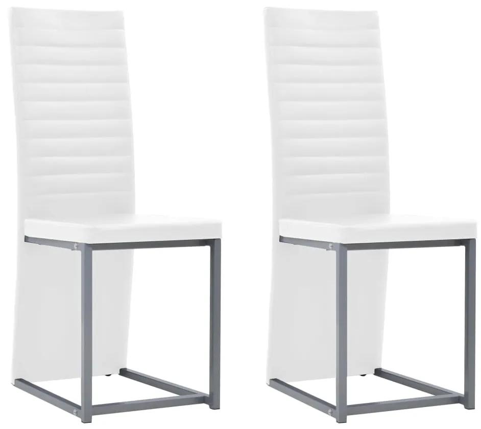 247254 vidaXL Cadeiras de jantar 2 pcs couro artificial branco
