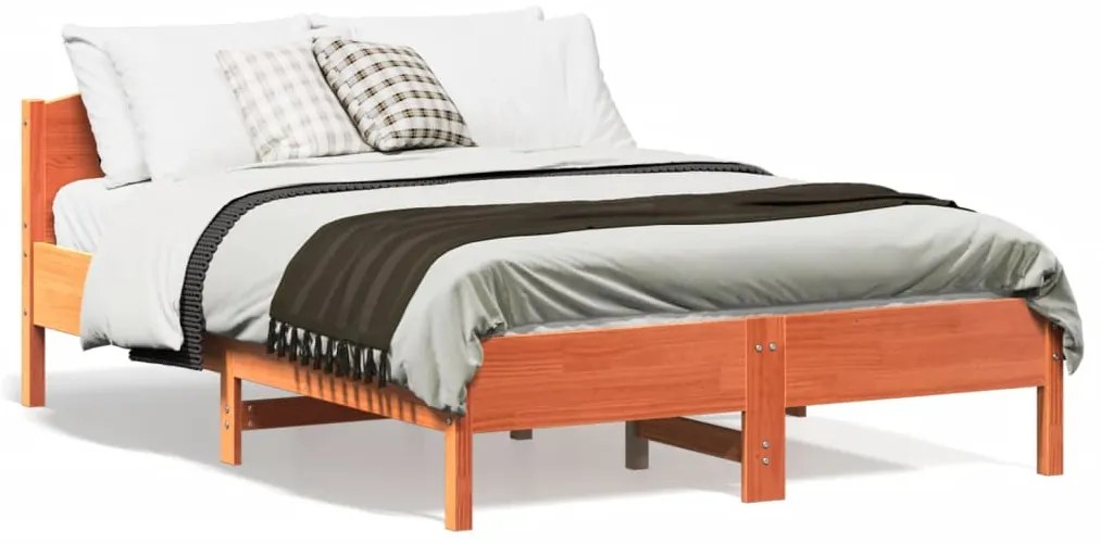 Cama sem colchão 140x190 cm pinho maciço castanho-mel