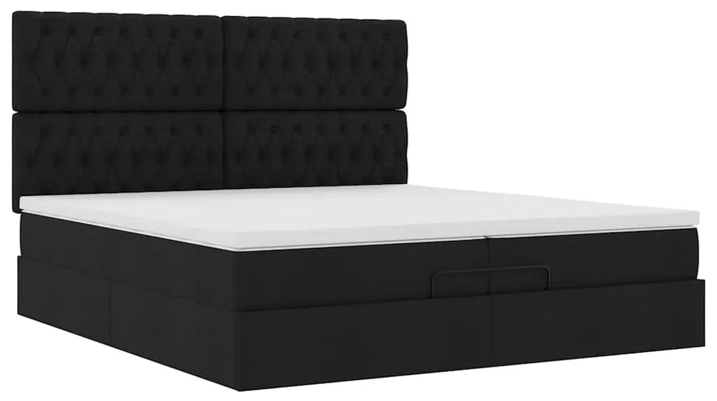 63 / 5,000vidaXL Estrutura de cama otomana com colchões tecido preto