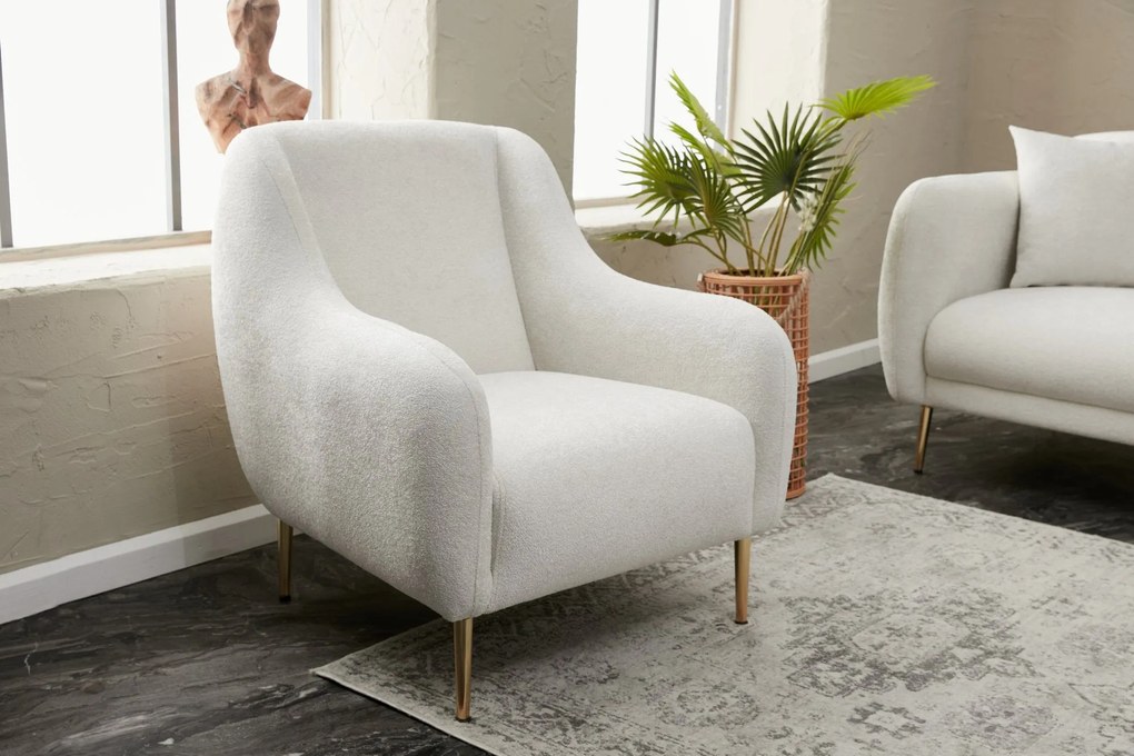 Sofá de 1 Lugar Simena – Creme Dourado – 77 cm x 77 cm x 70 cm