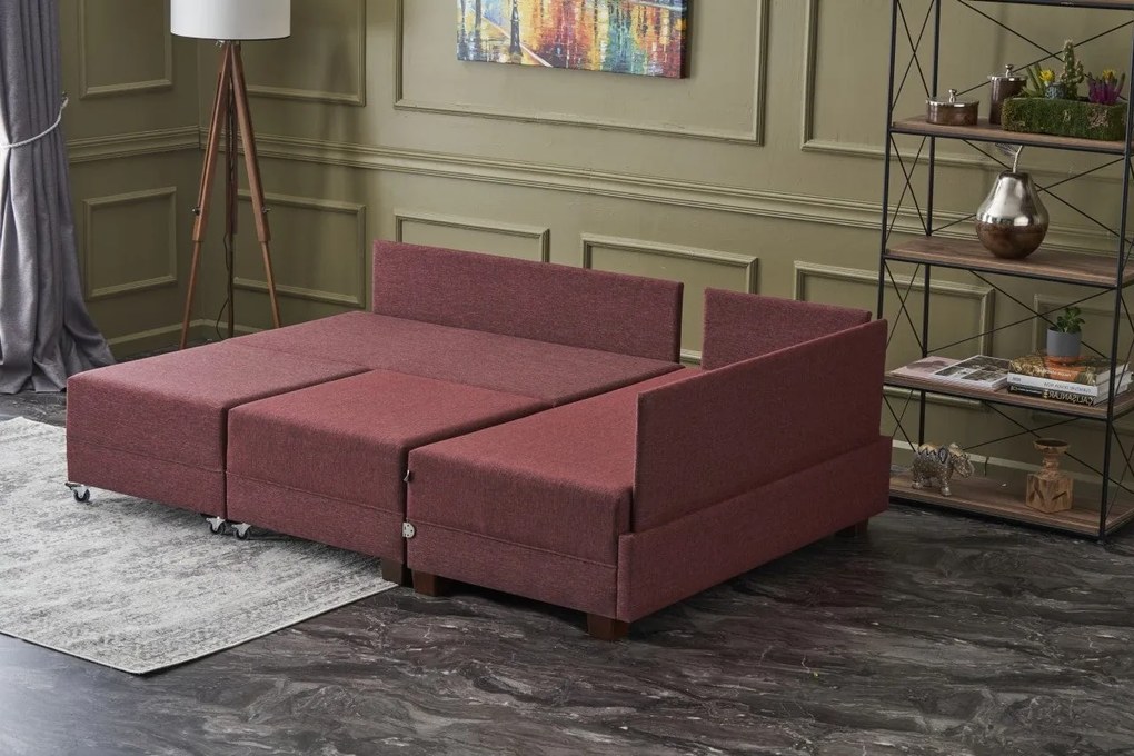 Sofá-Cama de Canto Fly – Vermelho Claret – 210x70x280 cm