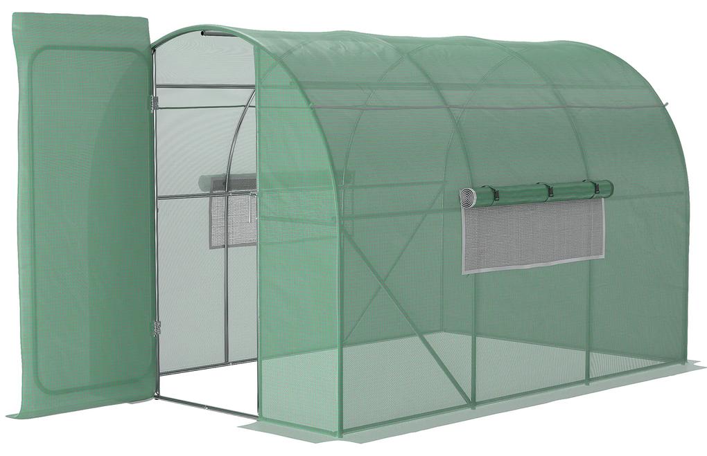 Outsunny Estufa Tipo Túnel 300x200x200 cm com Porta e Janelas Cobertura de PE e Metal Galvanizado para Cultivos Verde | Aosom Portugal