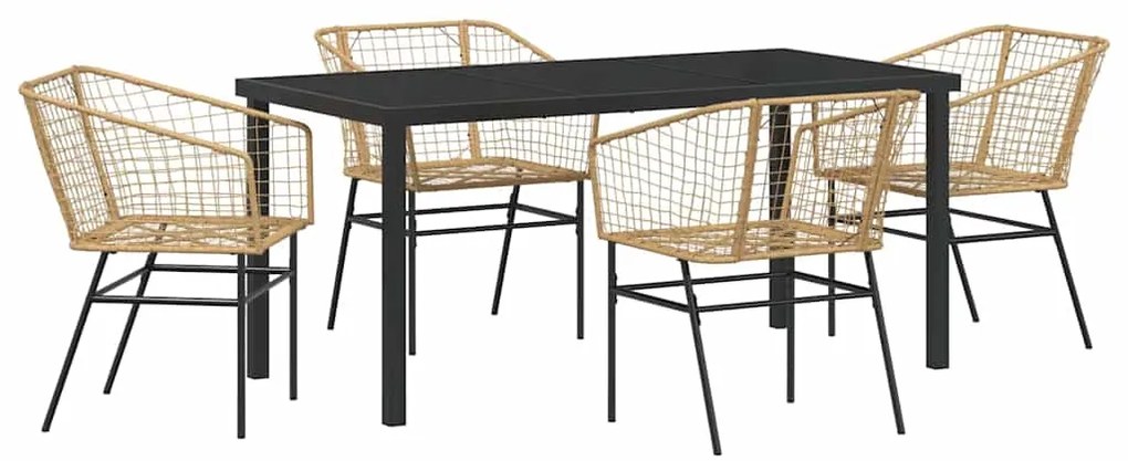 Conjunto de Jantar de Jardim 5 Peças com Rattan Sintético Marrom