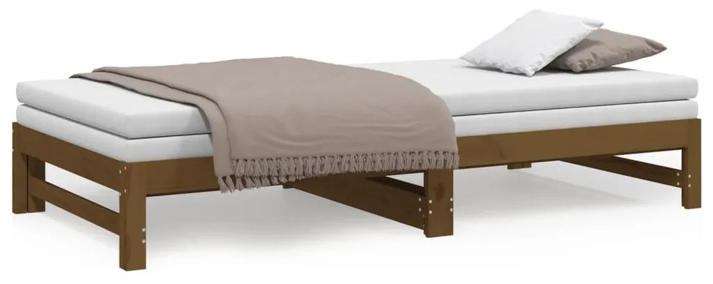 Sofá-cama de puxar 2x(100x200) cm pinho maciço castanho-mel