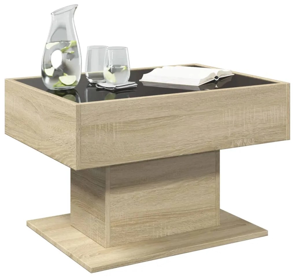 Mesa de centro c/ LEDs 70x50x45 cm derivados de madeira