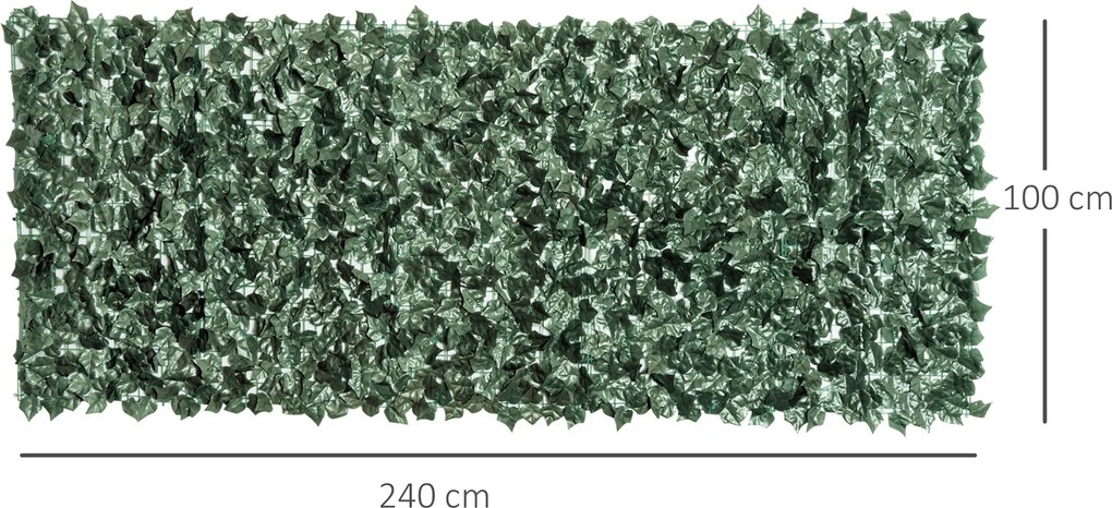 Vedação Artificial em Rolo 2,4x1 m Vedação de Privacidade para Balcão Jardim Exterior Planta Decorativa de Parede PE Verde