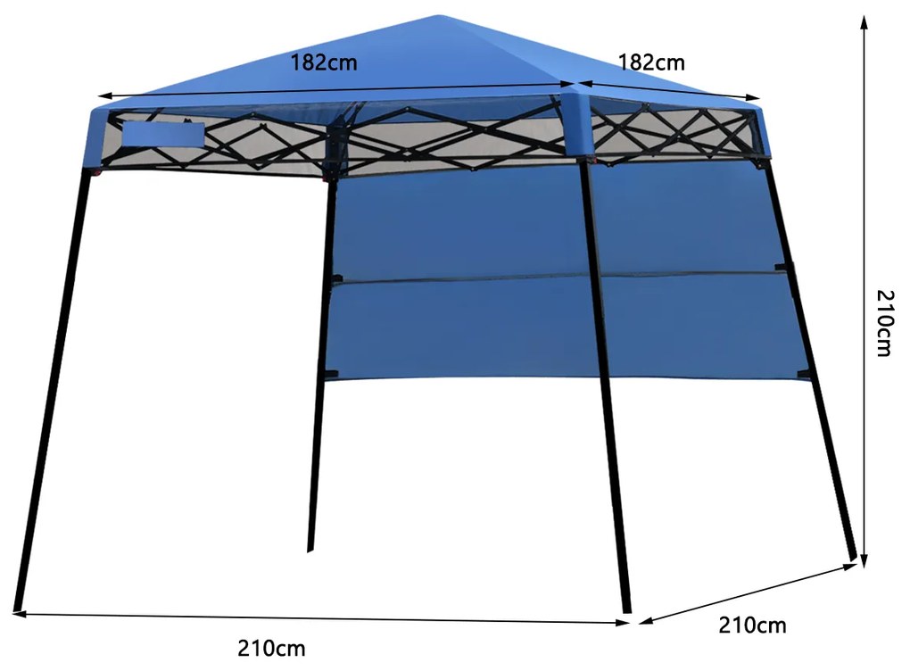Tenda com abertura automática e pernas inclinadas 182 x 182 cm Toldo de proteção solar para exterior azul