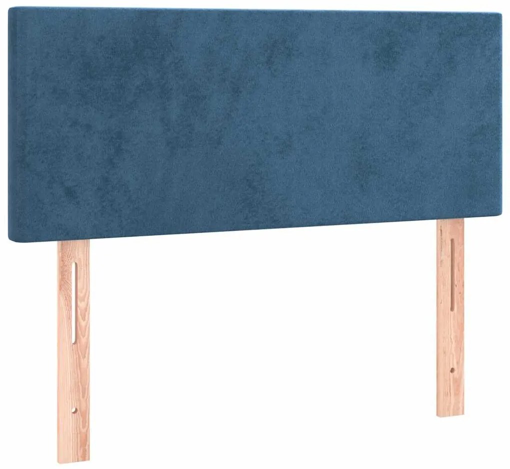 Cama box spring colchão LED 120x190cm couro artif. azul-escuro