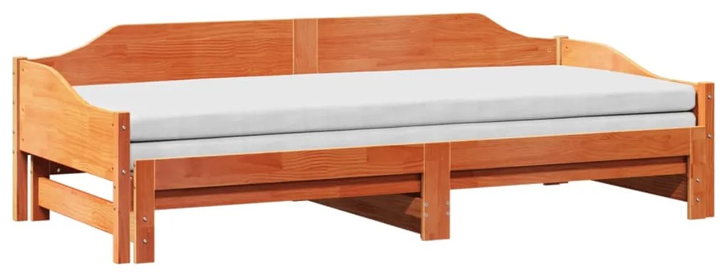 Sofá-cama com gavetão sem colchões 90x190 cm castanho-mel