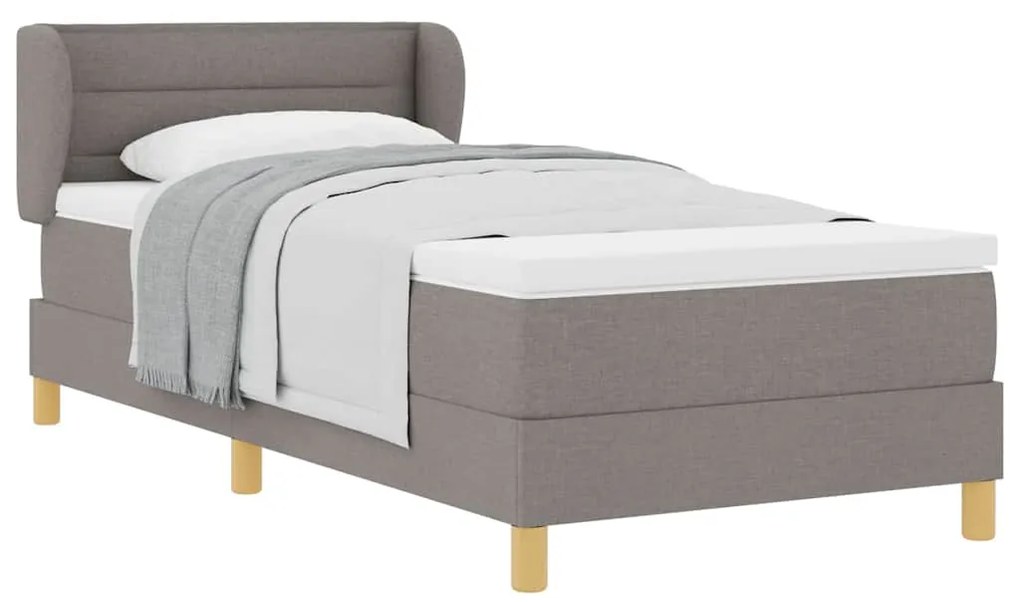 Cama Box Spring com Colchão Taupe 90x200 cm Tecido