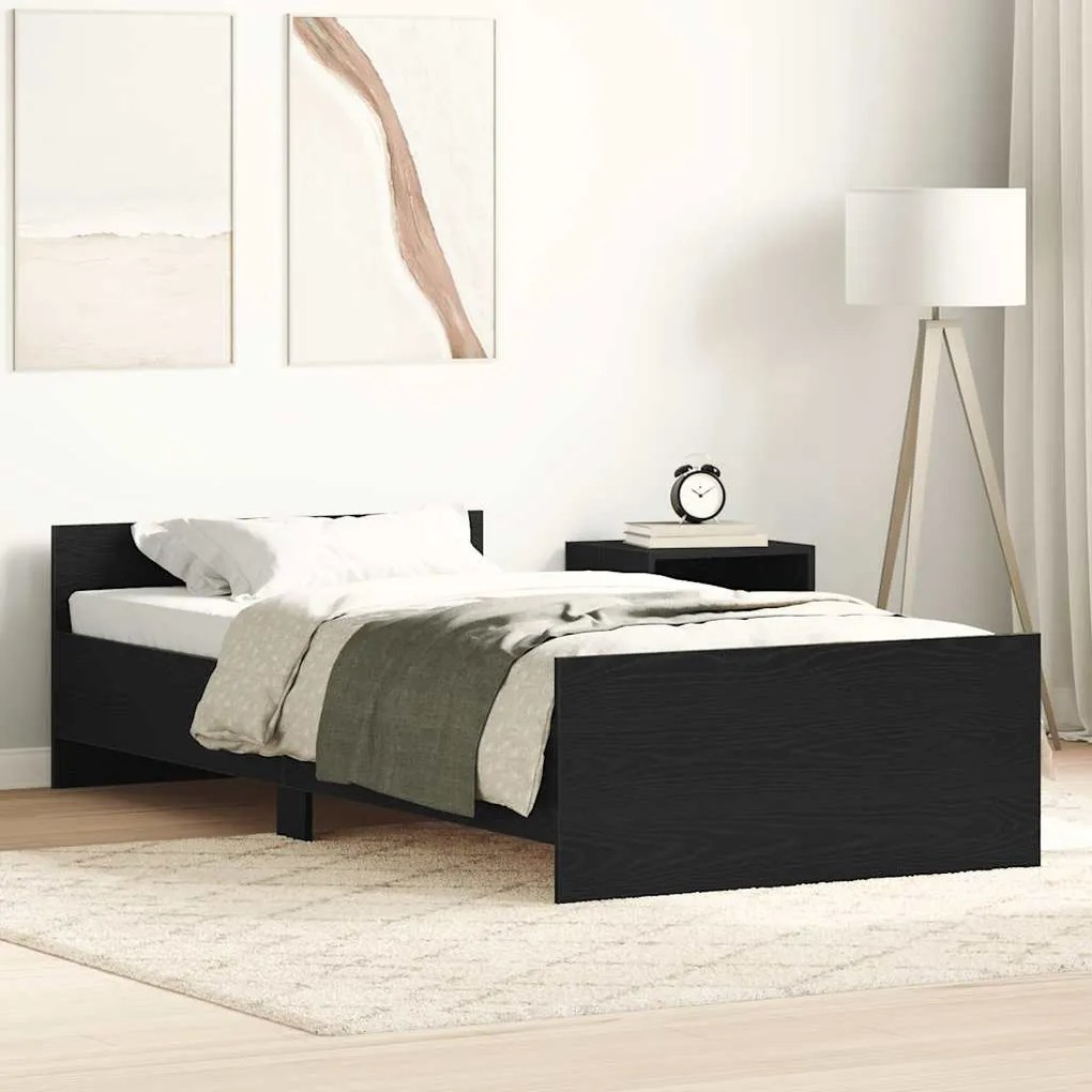 vidaXL Estrutura cama s/ colchão derivados madeira carvalho preto