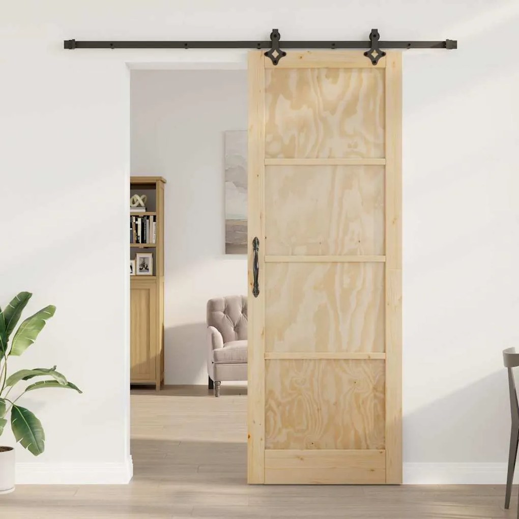 Porta Deslizante com Conjunto de Hardware "ORKDAL" Madeira Sólida de P