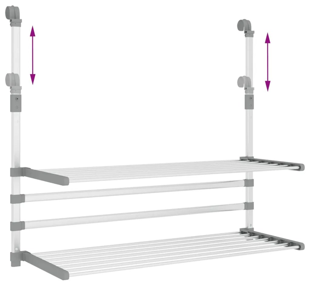 Estendal para varanda 89x25x(60-95) cm alumínio