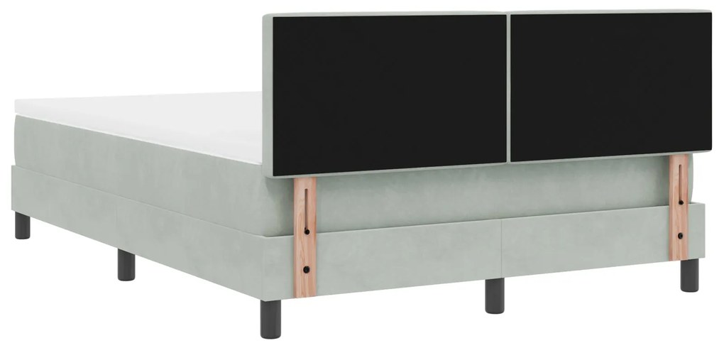 Cama Box Spring com Colchão Cinza Claro 140x200 cm Veludo