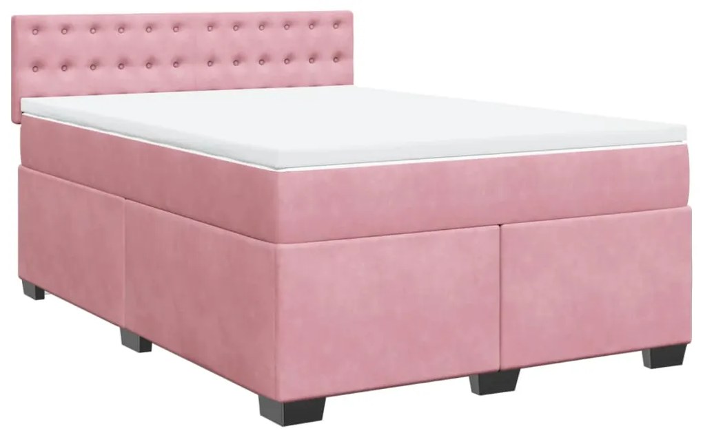 Cama com molas/colchão 140x200 cm veludo rosa