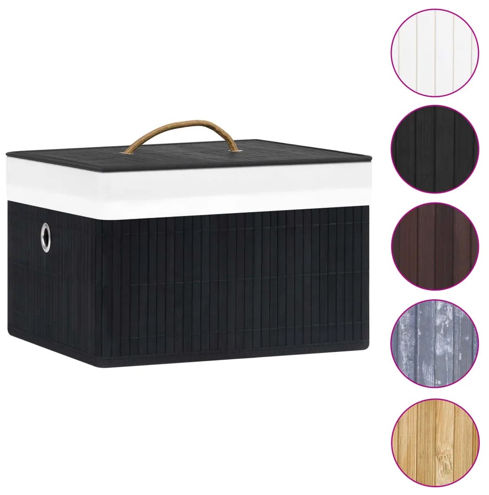 Caixas de arrumação 4 pcs bambu preto