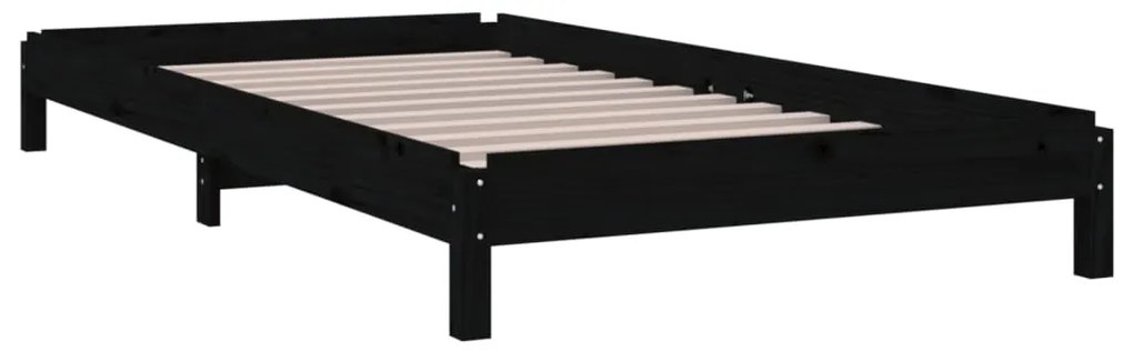 Cama empilhável 90 x 190 cm madeira de pinho maciça preto