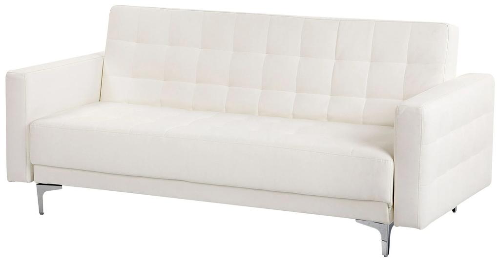 Sofá-cama de 3 lugares em pele sintética branca ABERDEEN Beliani
