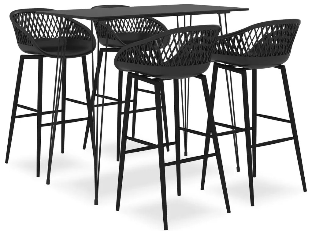 vidaXL 5 pcs conjunto de bar preto