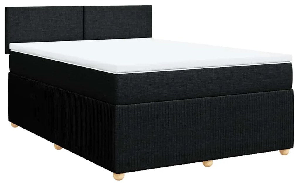 Cama com molas/colchão 140x200 cm tecido preto
