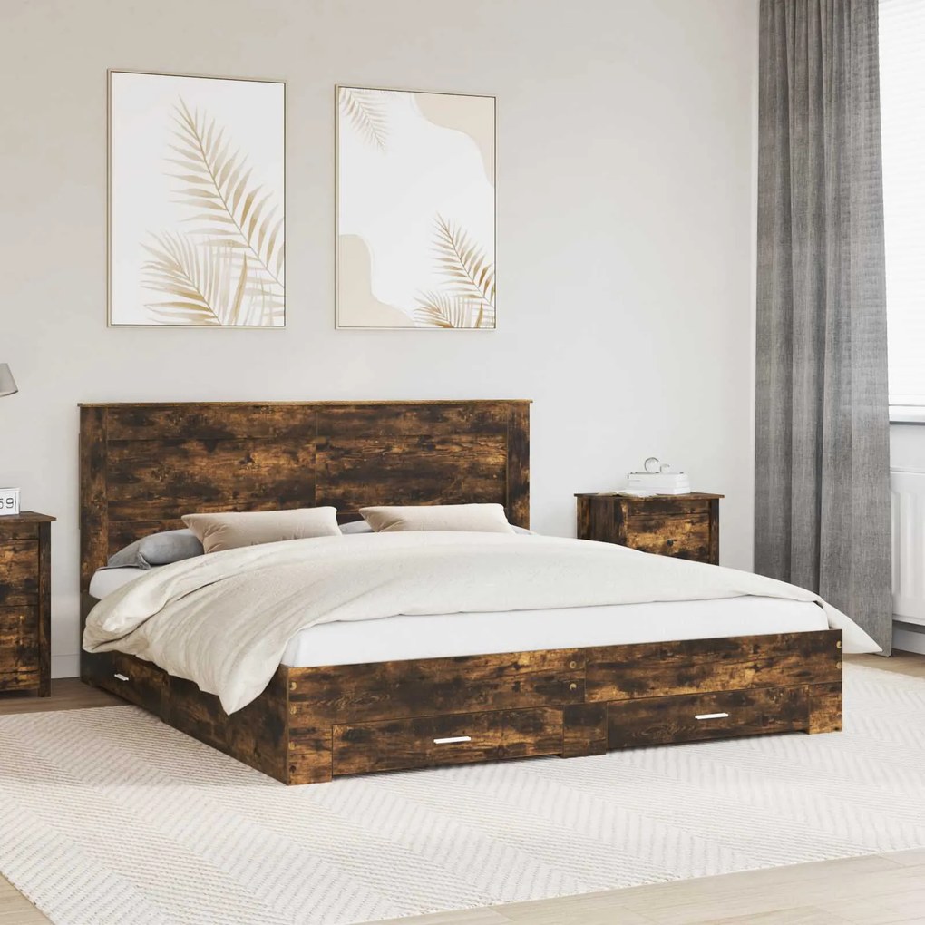vidaXL Estrutura da Cama com gaveta com cabeceira Madeira processada