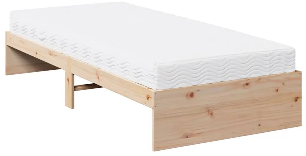 Sofá-cama com colchão 80x200 cm madeira de pinho maciça