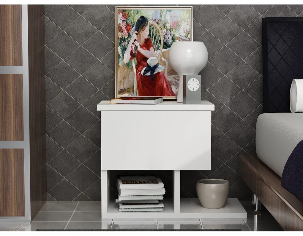 Mesa de Cabeceira Yasso – Branco – 46,8x36,8x33 cm