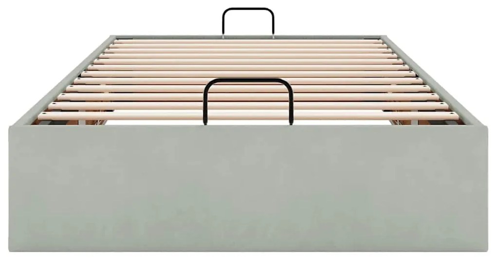 Otomano Bed Frame No Colchão Cinzento Claro 80x200 cm Veludo