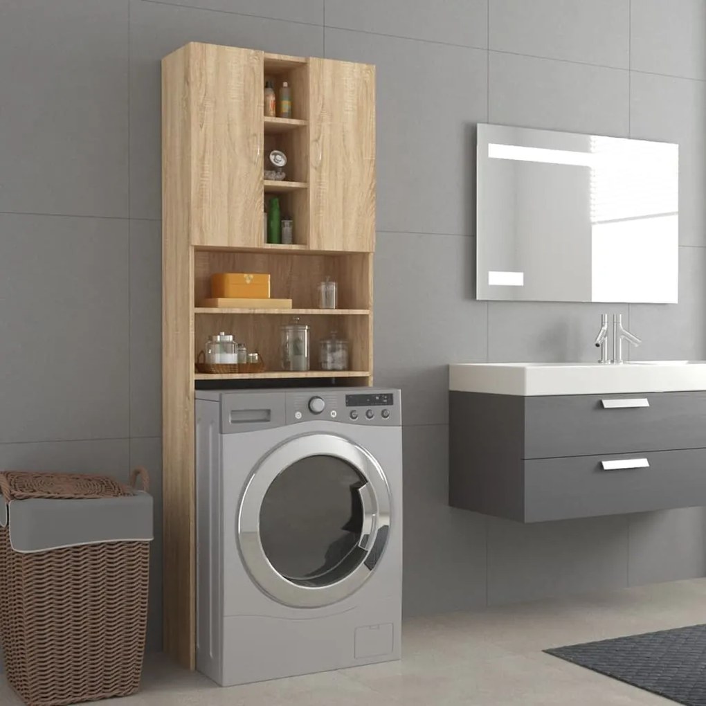 808425 vidaXL idaXL Armário máquina lavar roupa 64x25,5x190 cm carvalho sonoma