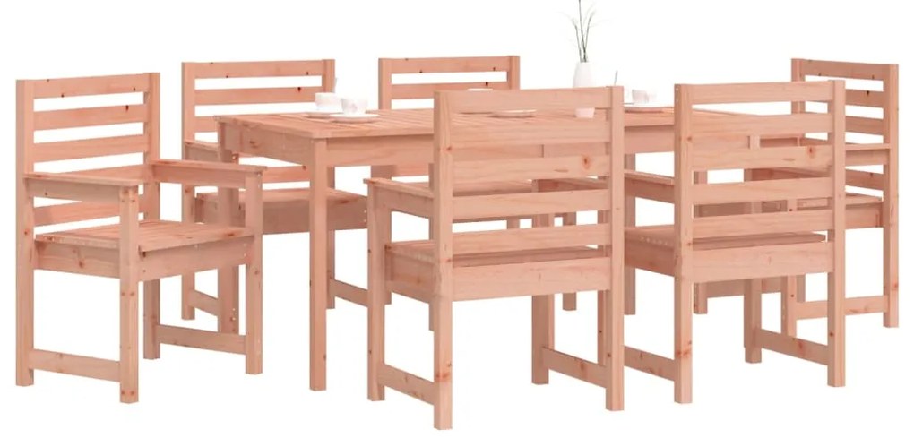 7 pcs conj. jantar p/ jardim madeira de douglas maciça