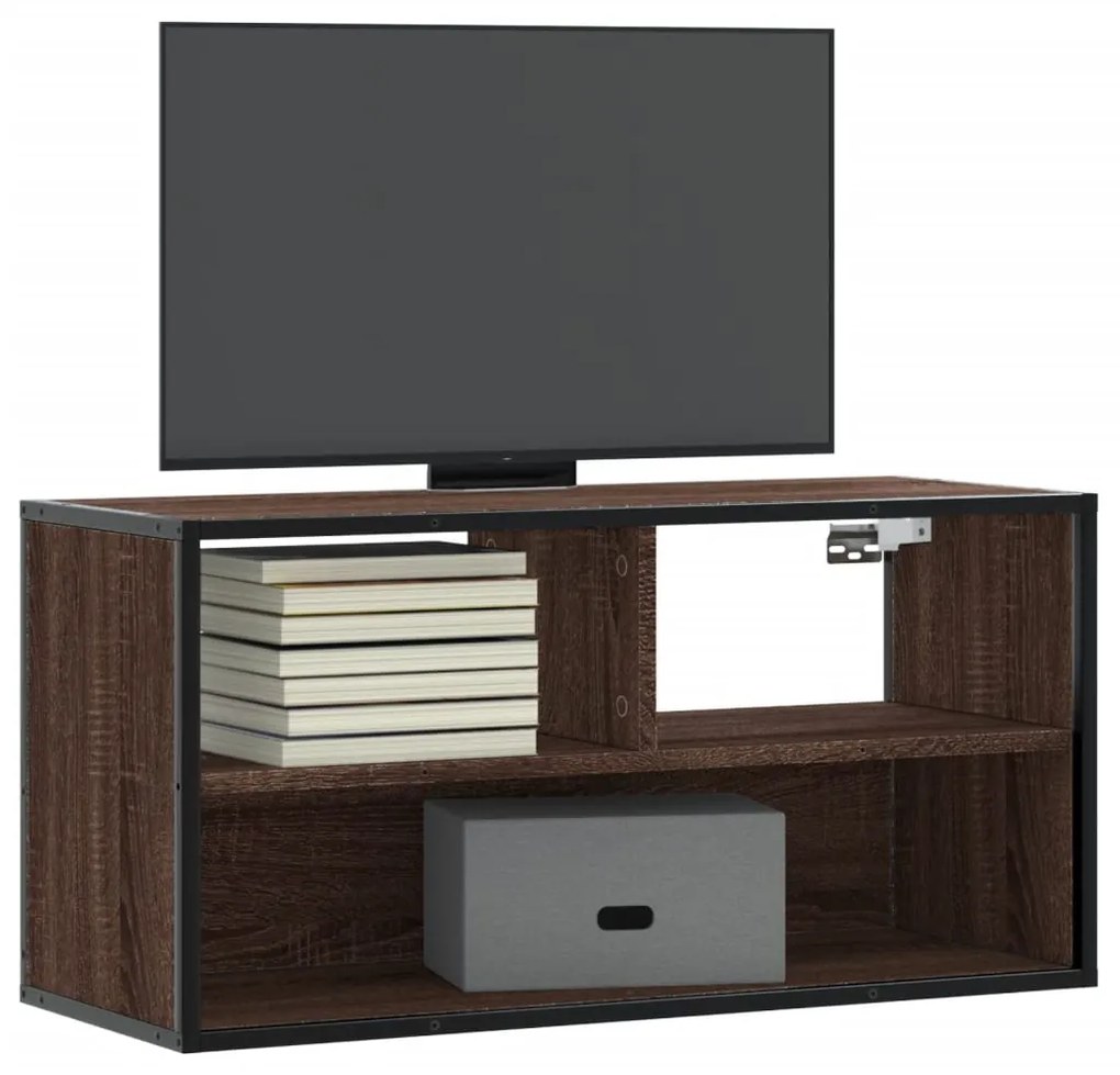 Móvel p/ TV 80x31x39,5cm deriv. madeira/metal carvalho castanho
