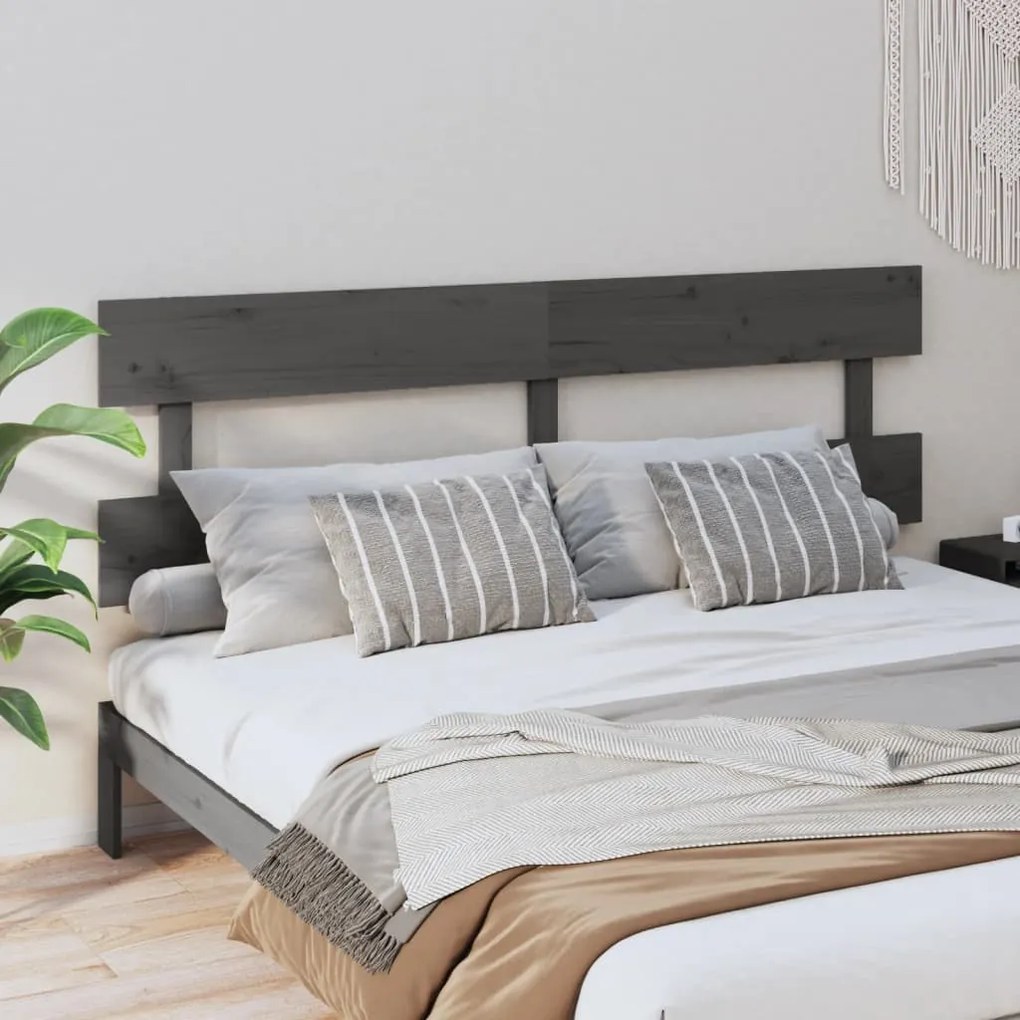 vidaXL Cabeceira de cama 184x3x81 cm pinho maciço cinzento