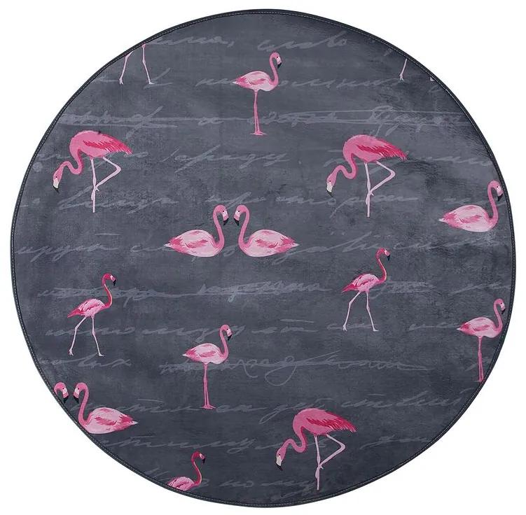 Tapete redondo ⌀ 120 cm padrão flamingo KERTE Beliani