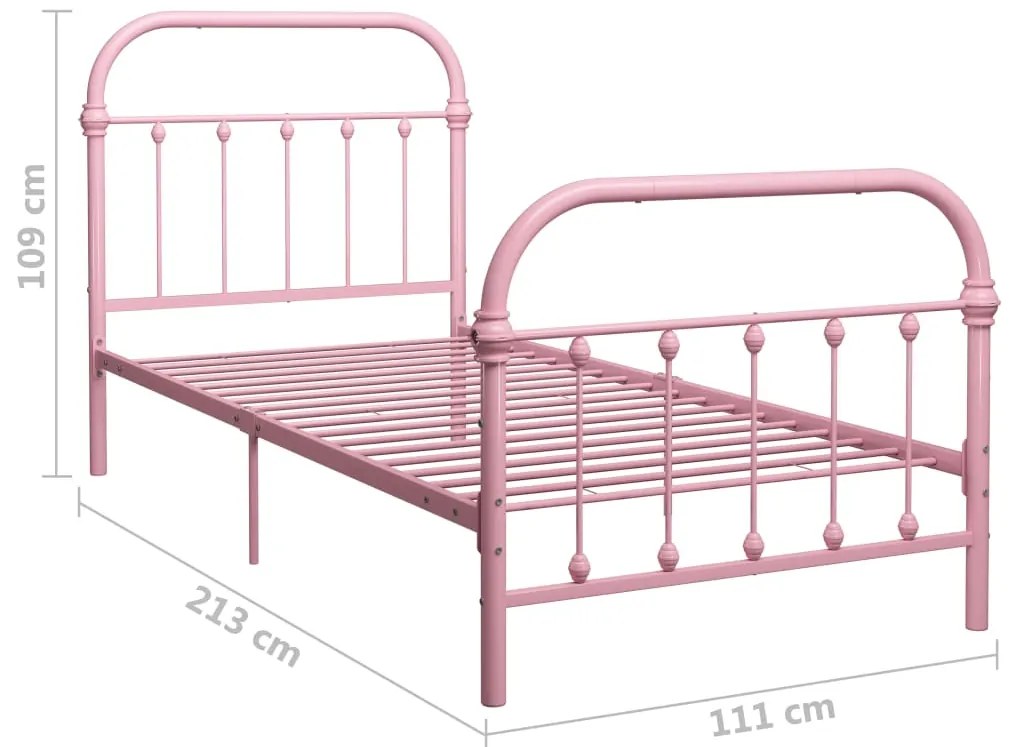 Estrutura de cama 100x200 cm metal rosa