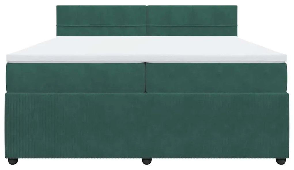 Cama com molas/colchão 200x200 cm veludo verde-escuro