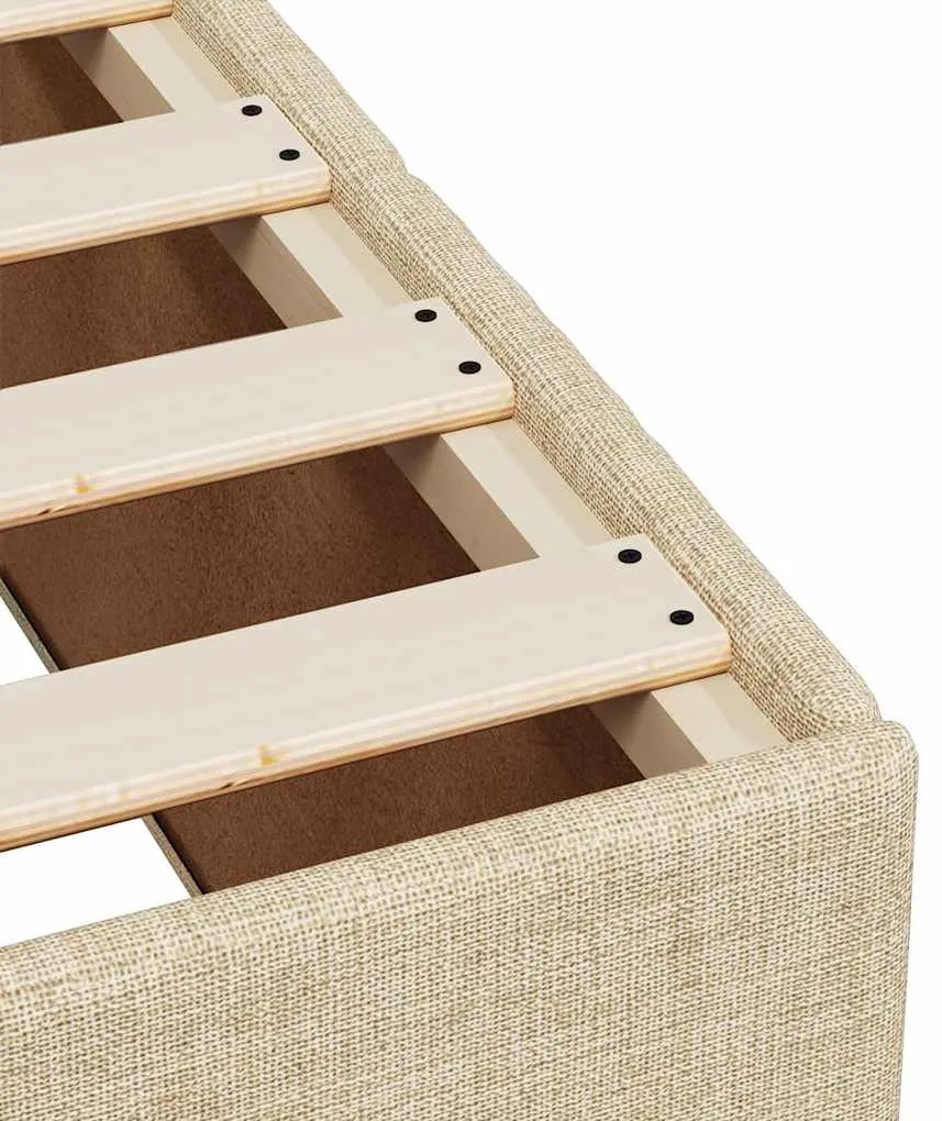Estrutura de cama sem colchão 100x200 cm tecido cor creme