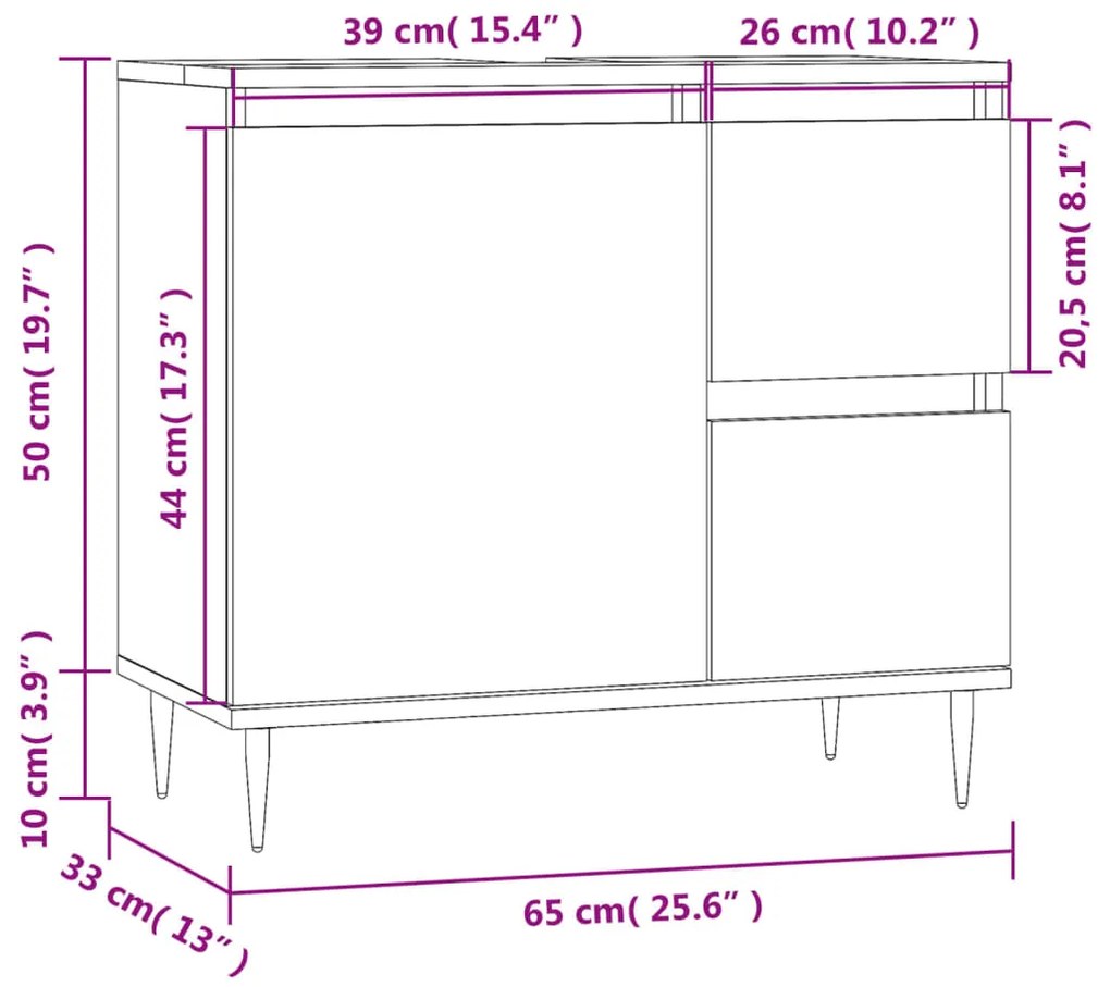 Móvel de Lavatório Eloa de 60cm - Nogueira - Design Nórdico