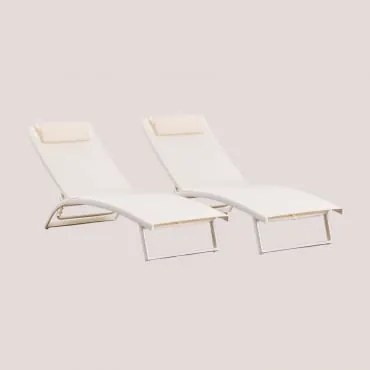 Pack de 2 Espreguiçadeiras Reclináveis em Alumínio Dulem Crema - Sklum