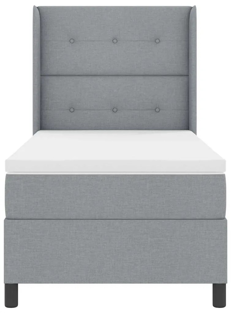Cama Box Spring com Colchão e Luz LED Cinza Claro 80 x 200 cm