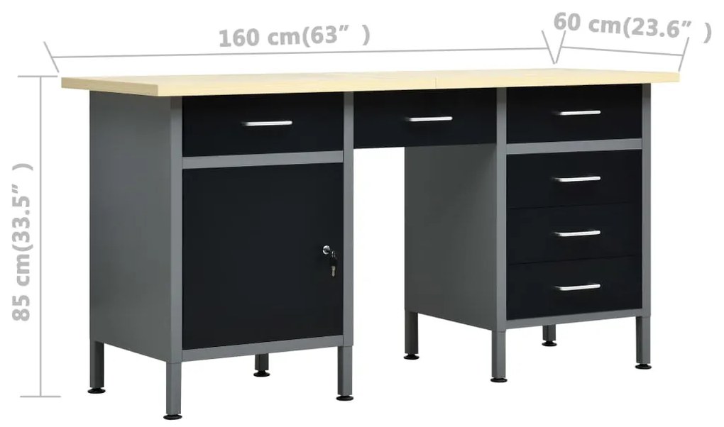 Bancada de trabalho com quatro painéis de parede