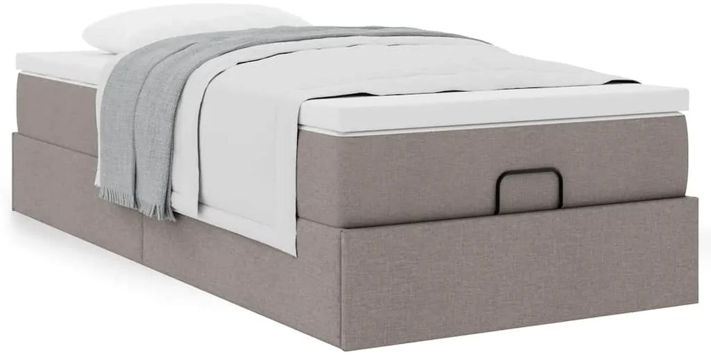 Estrutura de cama otomana com colchão tecido cinzento 100x200cm