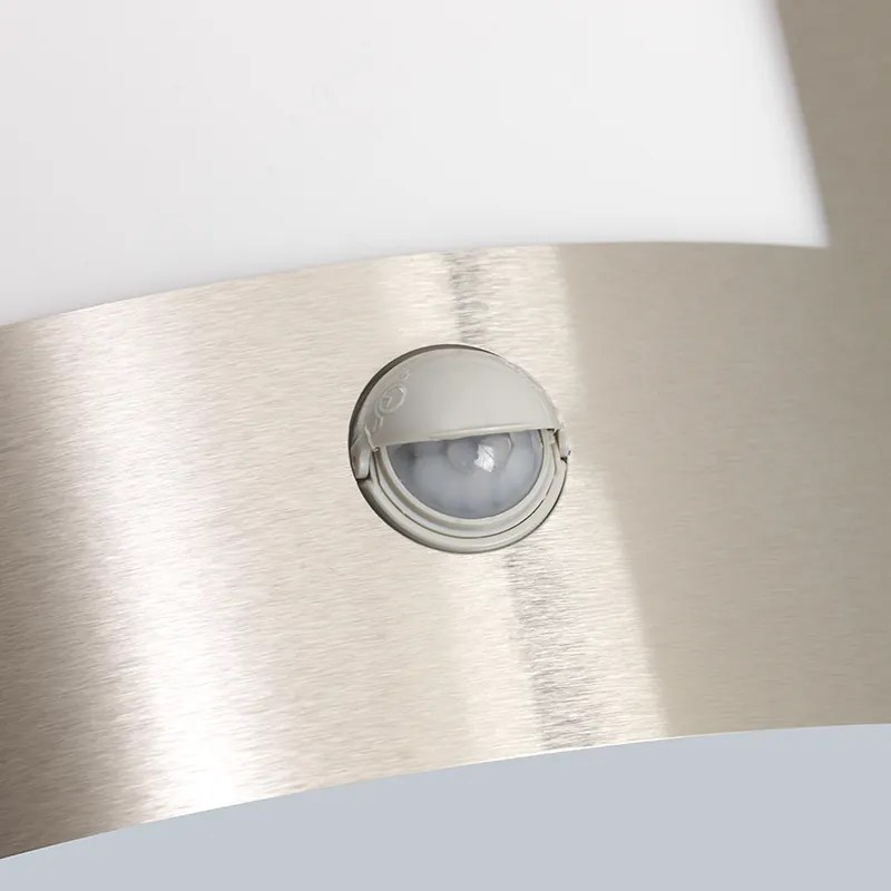 Candeeiro de parede exterior moderno em aço com sensor de movimento IP44 - Emmerald 1 Moderno