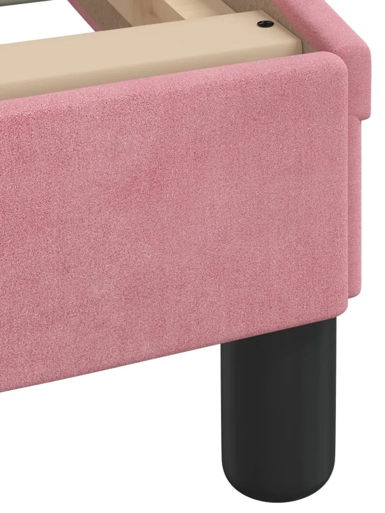 Estrutura cama c/ cabeceira sem colchão 90x190 cm veludo rosa