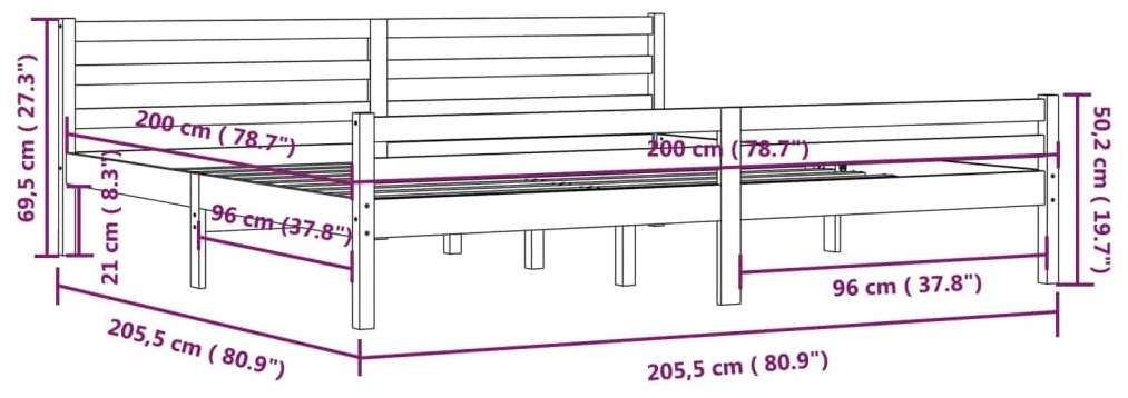 Estrutura de cama sem colchão 200x200 cm madeira maciça
